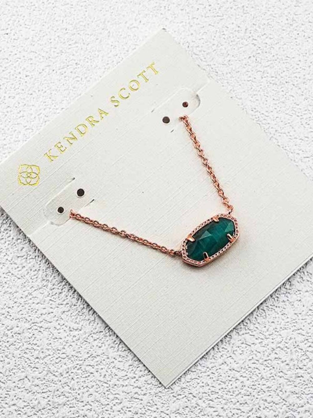 Kendra Scott Rose Gold Necklace with Teal Stone